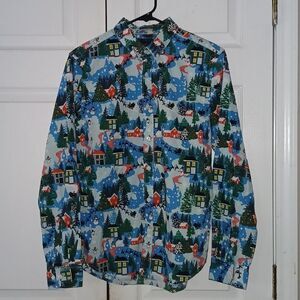 Denim & Flower Ricky Singh button down christmas holiday button down shirt  Sz S